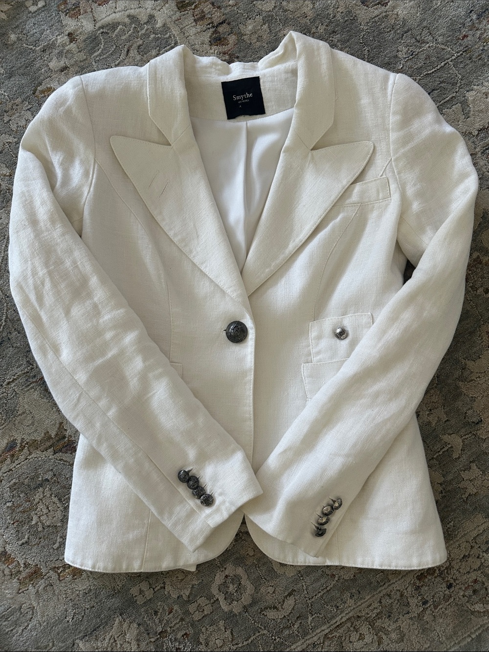 Smythe Cream Single-Button Linen Blazer